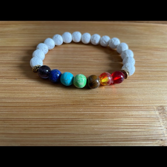 Hand Crafted Jewelry - Chakra Bracelet with Gemstone and Lava Rock